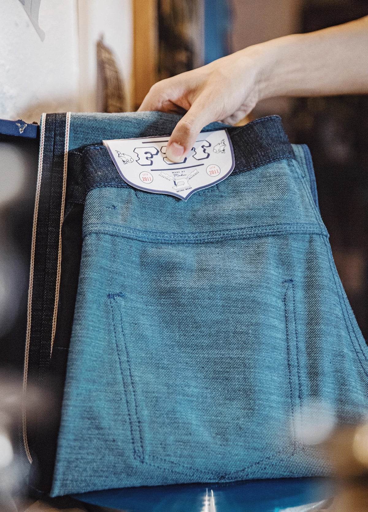 American Retro Pepper Salt Blue Raw Denim Straight Men's Jeans - Harmony Gallery