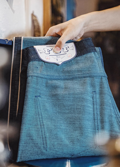 American Retro Pepper Salt Blue Raw Denim Straight Men's Jeans - Harmony Gallery