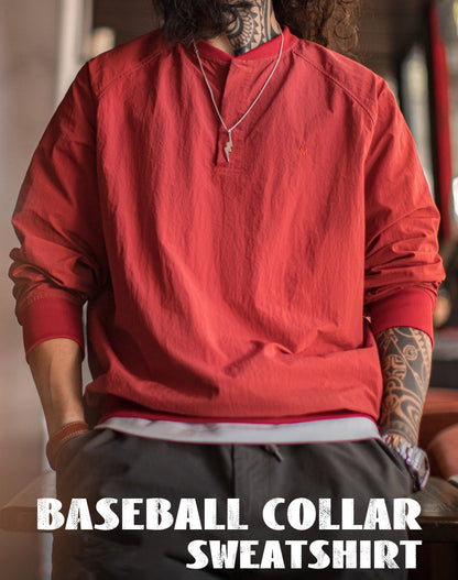 American Retro Baseball Collar Loose Pullover Leisure Men's Sweater - Harmony Gallery