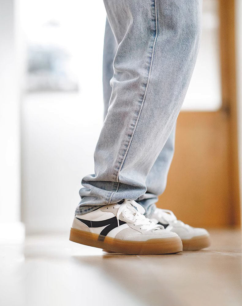 American Retro Versatile Moral White Flat Men's Sports Shoes - Harmony Gallery