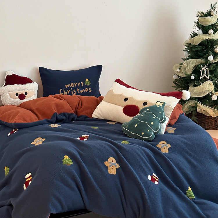 Christmas Winter Thickened Faux Cashmere Four-Piece Warm Fleece Bed Set - Harmony Gallery