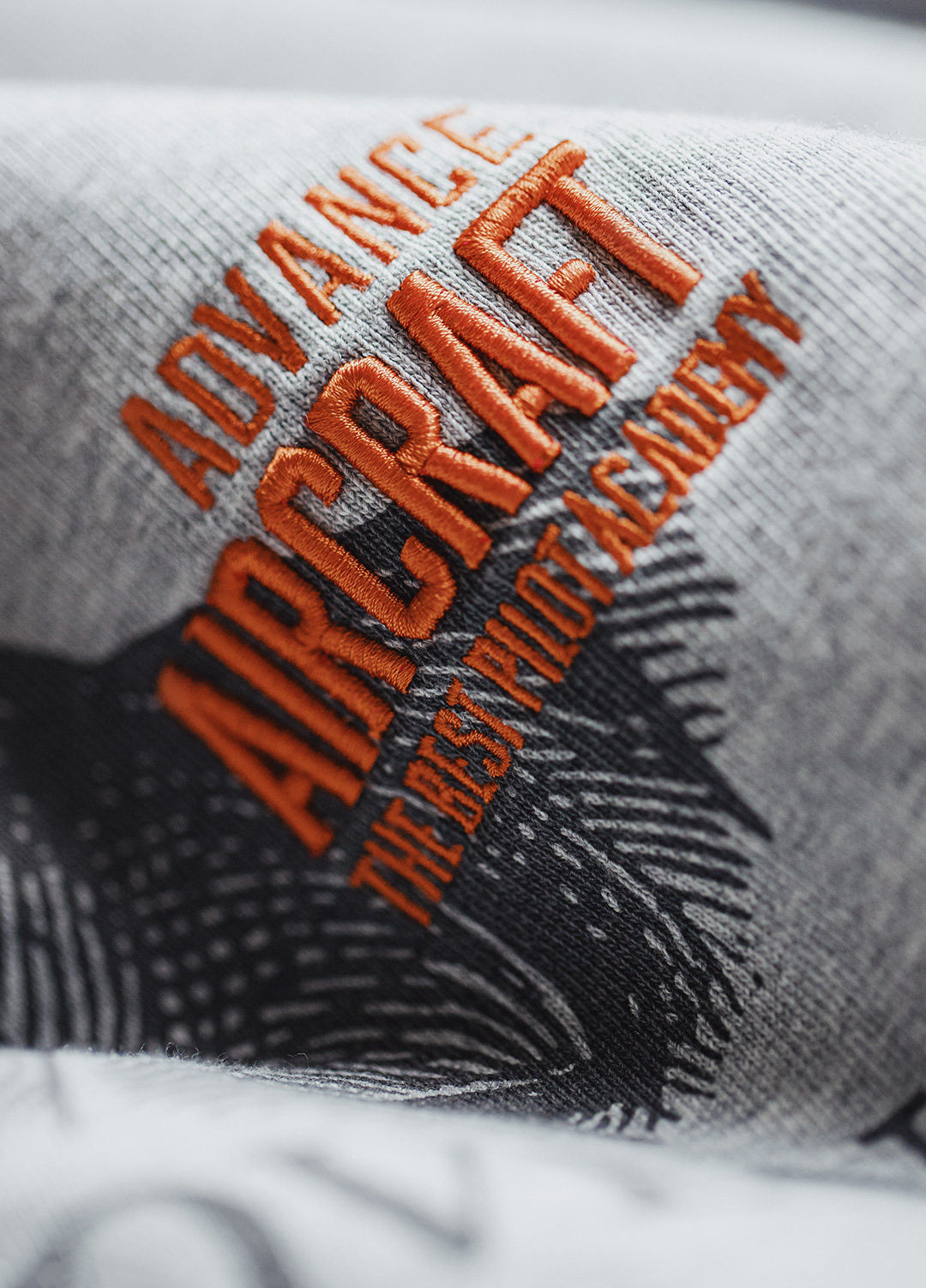 American Gray Rolled-Edge Cotton Pullover Print Embroidered Men's Sweater
