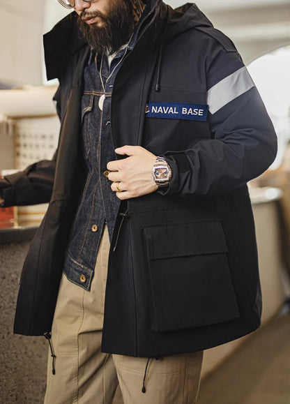 American Retro Navy Parka Windbreaker Windproof Men's Jacket - Harmony Gallery