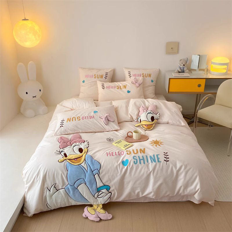 Disney Donald Duck Princess Daisy Washed Four-Piece Cotton Bed Set - Harmony Gallery