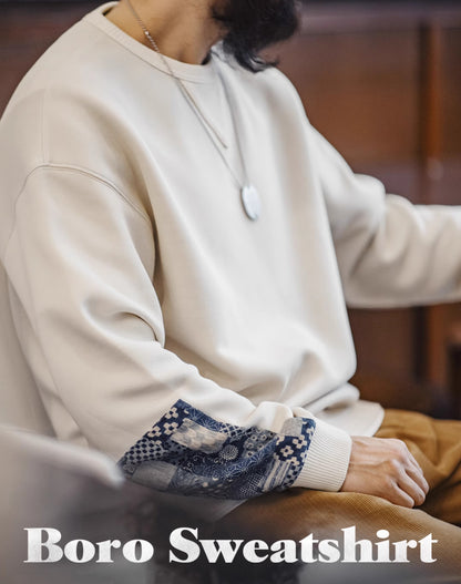 American Retro Patchwork Casual Round Neck Patches Pullover Men's Sweater - Harmony Gallery