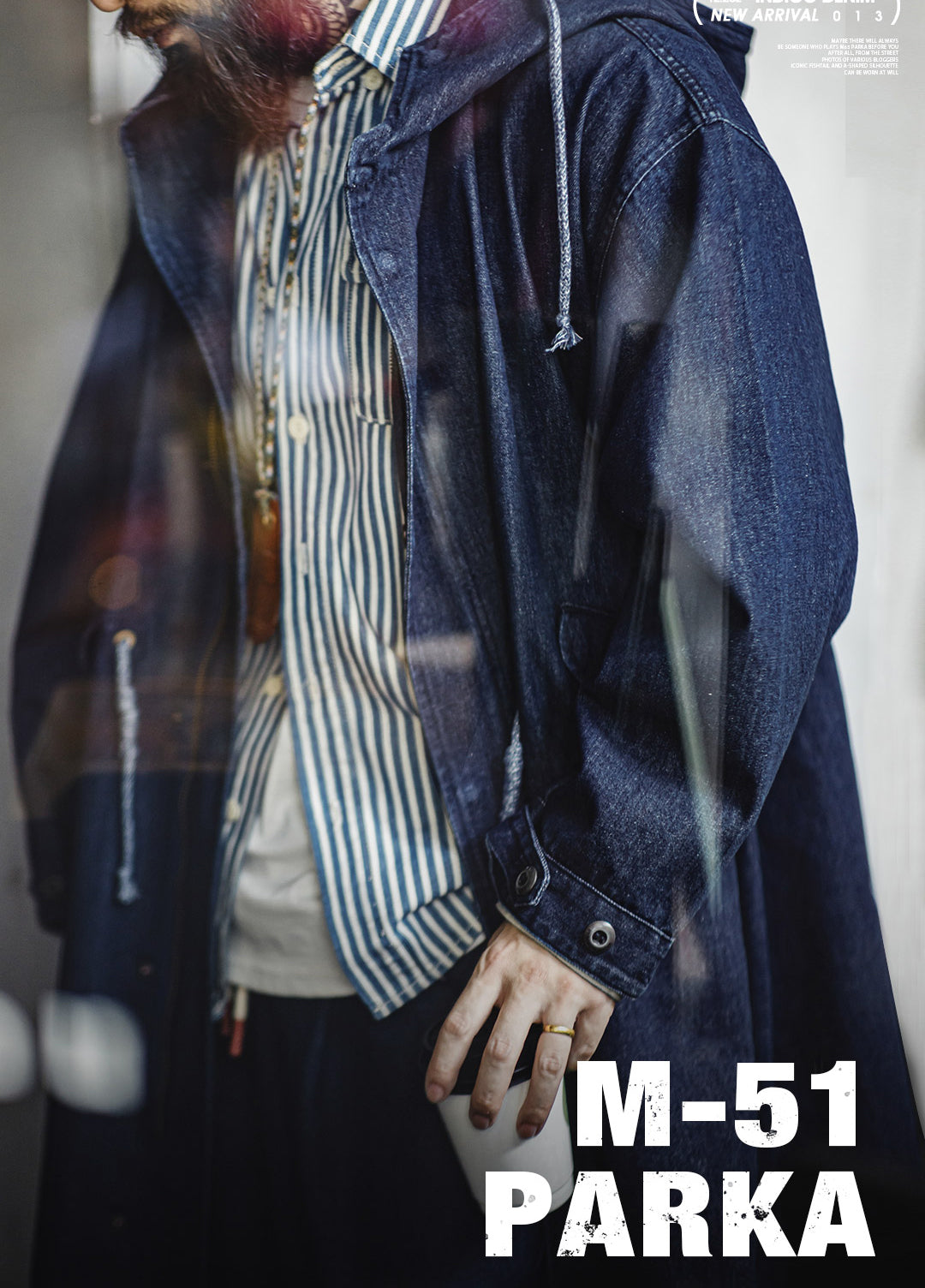 American Retro M51 Denim Fishtail Windbreaker Mid-Length Men's Jacket - Harmony Gallery