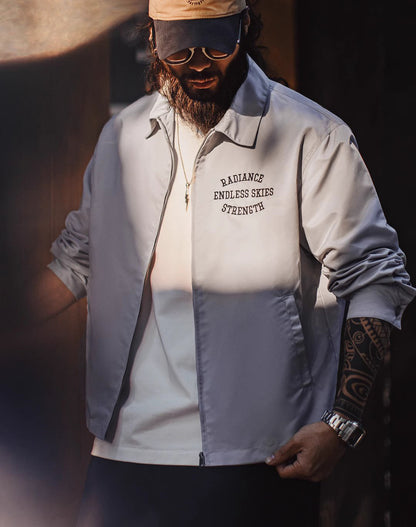 American Retro Letter Embroidery Coach Loose Silhouette Spring Men's Jacket - Harmony Gallery