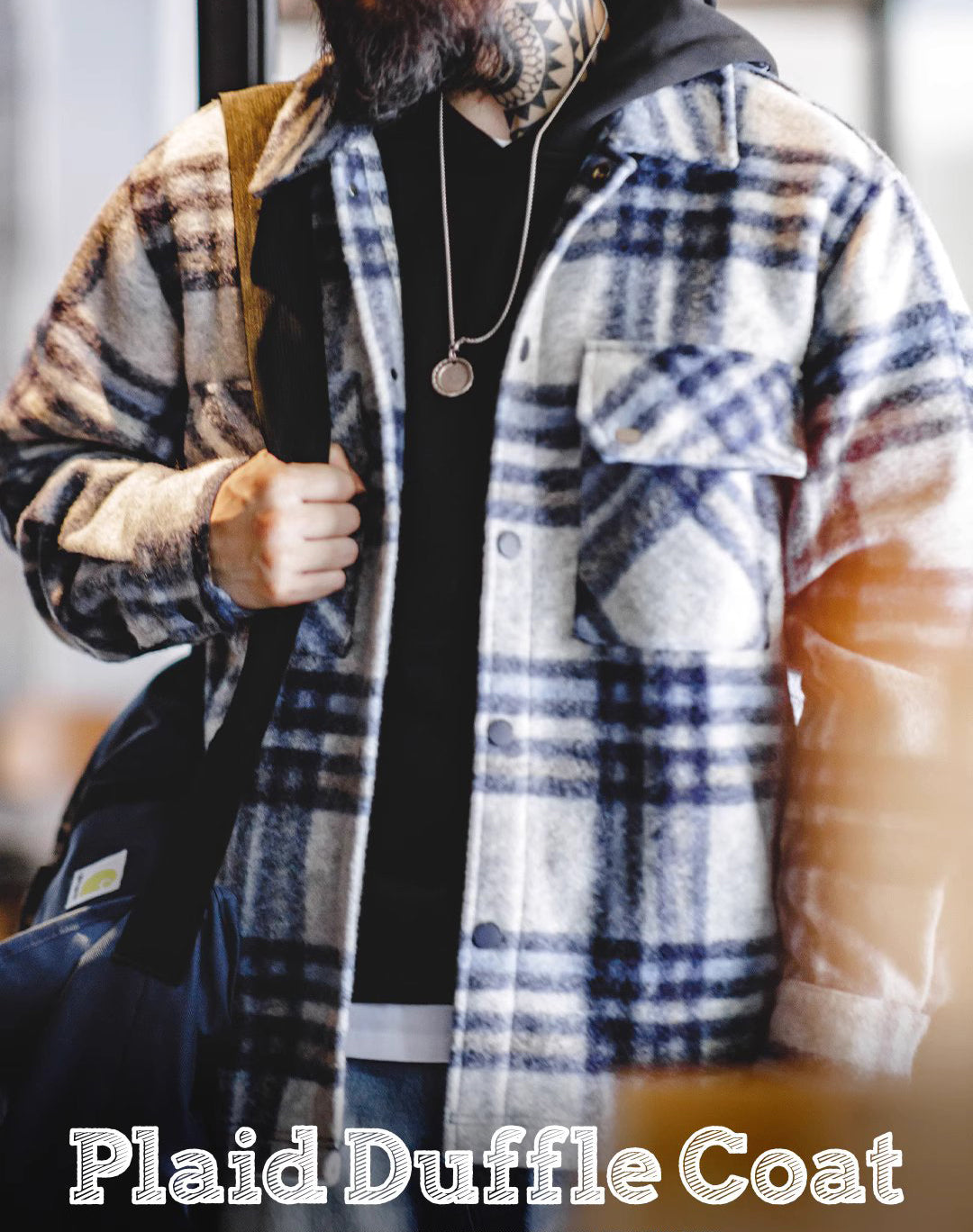 American Casual College Style Pattern Woolen Warm Men's Jacket - Harmony Gallery
