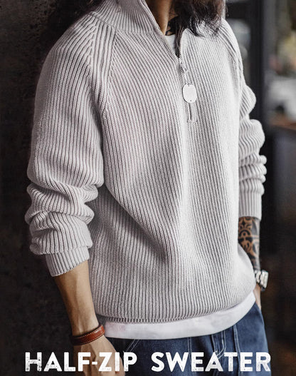 American Retro Half Zip Pullover Bottoming High Collar Knitted Men's Sweater - Harmony Gallery