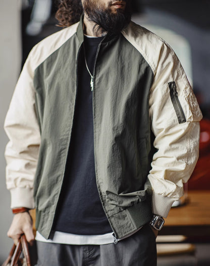 American Retro Contrast MA1 Pilot Color Matching Baseball Men's Jacket - Harmony Gallery