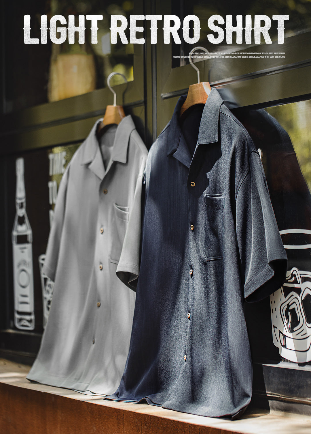 American Retro Collar Drape Clean Fit Short-Sleeved Daily Men's Shirt - Harmony Gallery