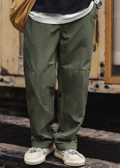 American Retro Quilted Pleated Knee Thin Drawstring Leg Men's Trousers - Harmony Gallery