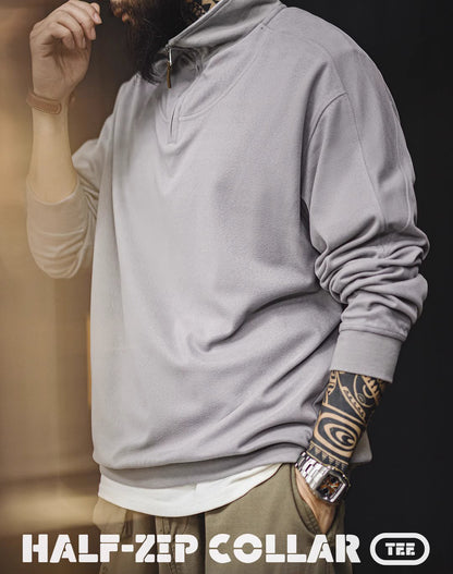 American Casual Half-Zip Stand-Up Collar Lapel Pullover Men's Sweater - Harmony Gallery