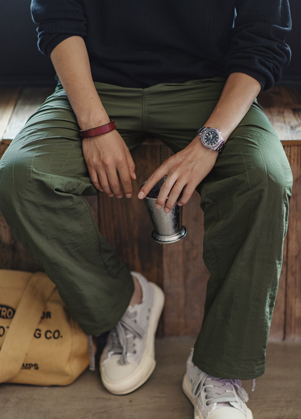 American Retro Quilted Pleated Knee Thin Drawstring Leg Men's Trousers - Harmony Gallery