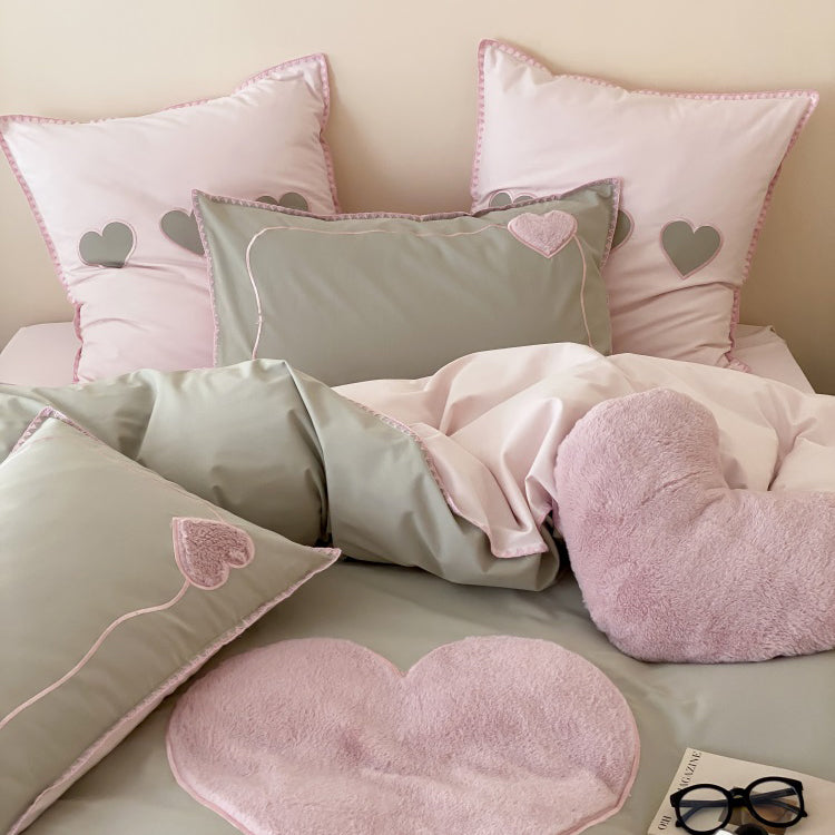 Girls Love Fall And Winter Thickened Brushed Four-piece Pure Cotton Bed Set - Harmony Gallery