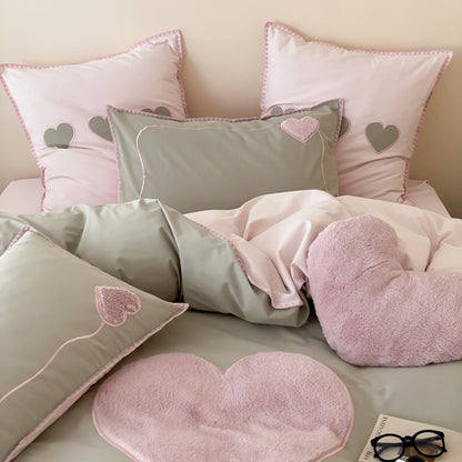Girls Love Fall And Winter Thickened Brushed Four-piece Pure Cotton Bed Set - Harmony Gallery