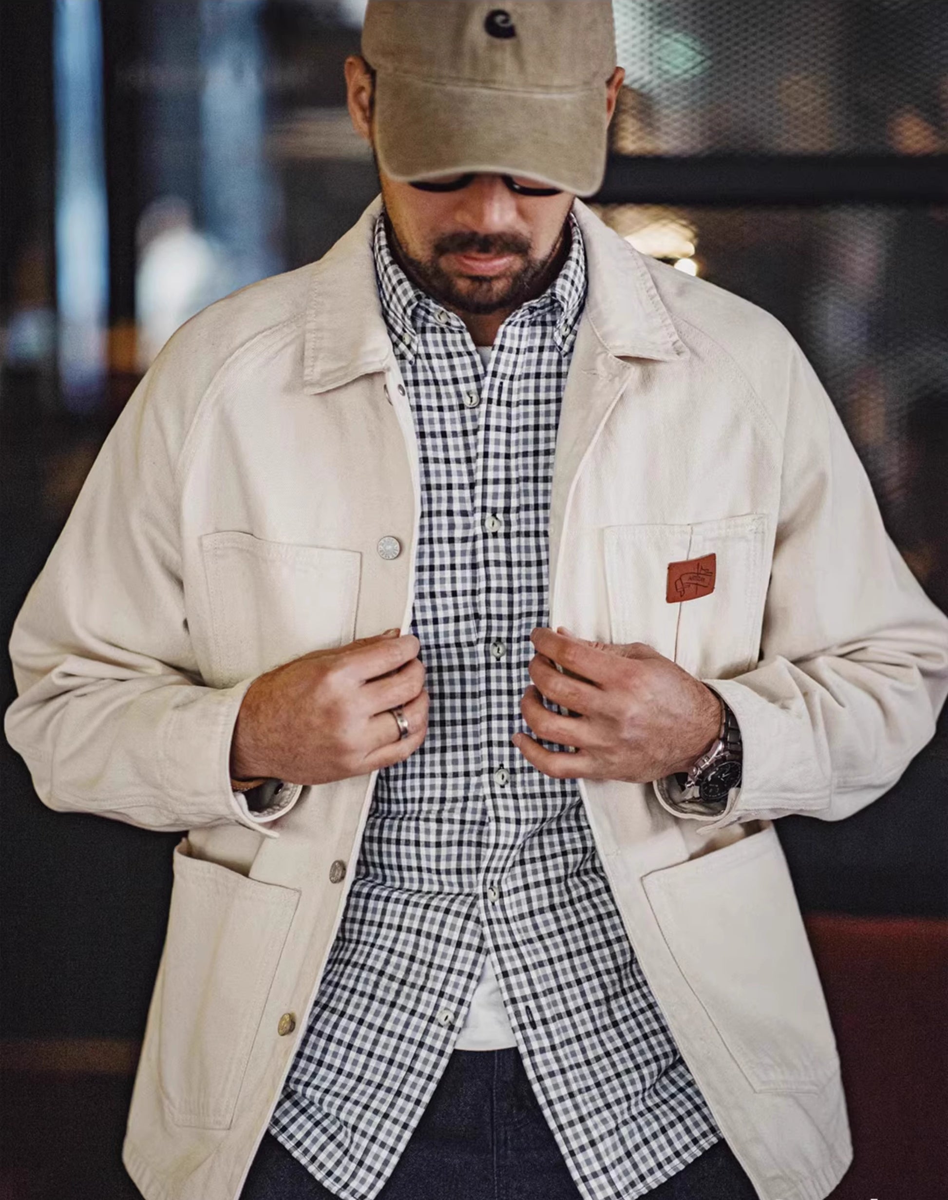 American Retro Workwear Plaid Anti-Wrinkle Men's Shirt - Harmony Gallery
