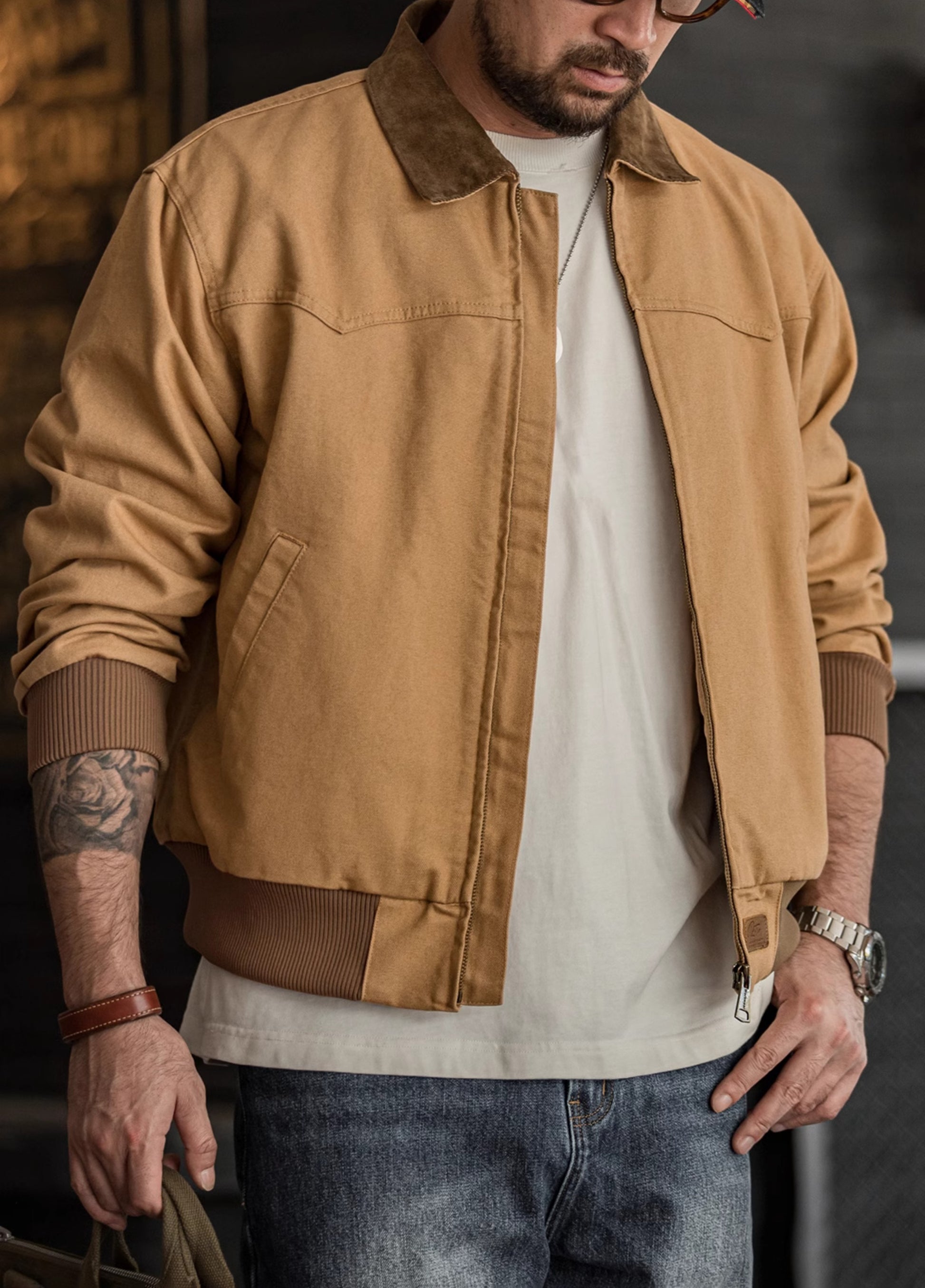 American Retro Heavy Canvas Washed Cotton Short  Men's Jacket - Harmony Gallery