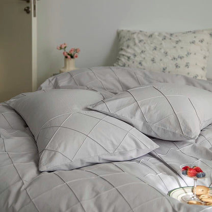 Nordic Rhombus Light Luxury Washed Cotton Four-Piece Bed Set - Harmony Gallery