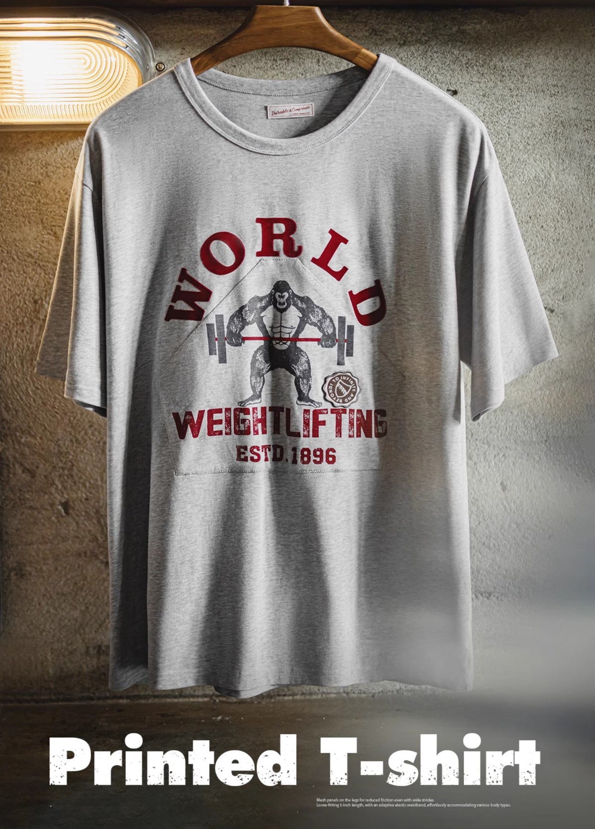 American Retro Flocking Printed Double Pure Cotton Heavy Men's T-Shirt - Harmony Gallery