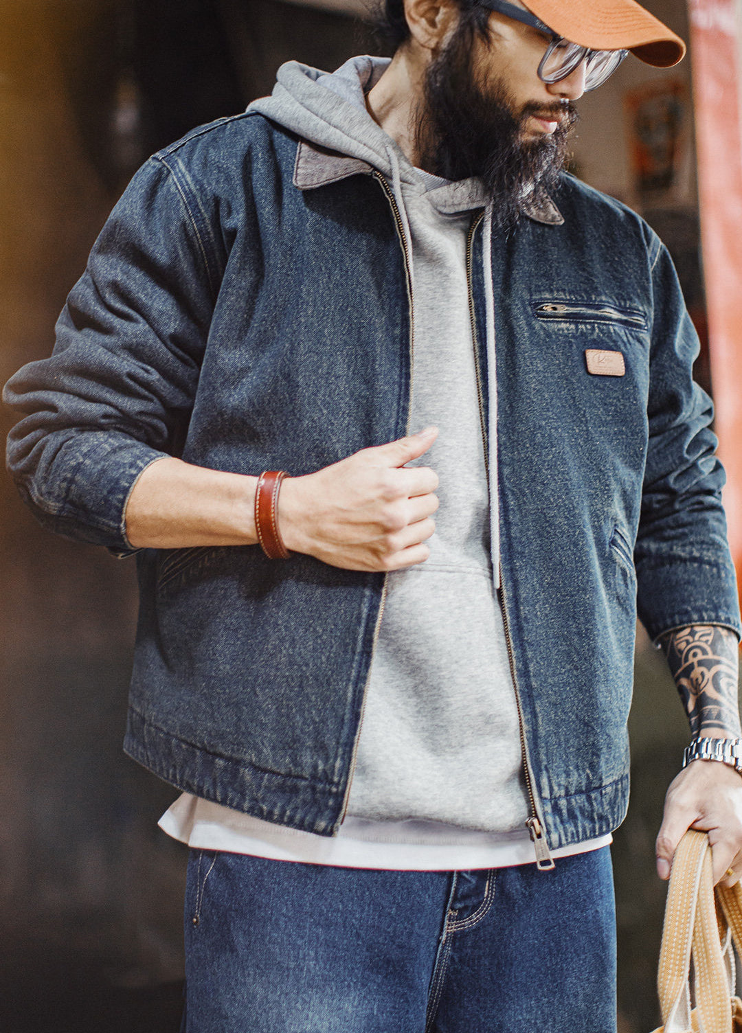 American Workwear Denim Detroit Washed Distressed Short Men's Jacket