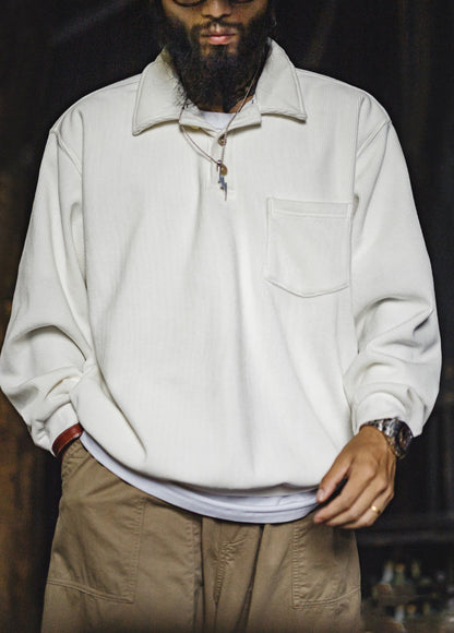 American Polo Corduroy Collarless Fleece-Lined Pullover Pocket Men's Sweater - Harmony Gallery
