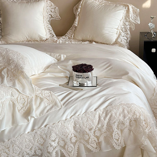 French Princess Romantic Lace Long-Staple Cotton Four-Piece Bed Set - Harmony Gallery