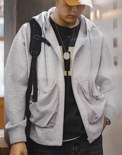 American Casual Air Layer Cardigan Patchwork Pocket Sports Men's Jacket - Harmony Gallery