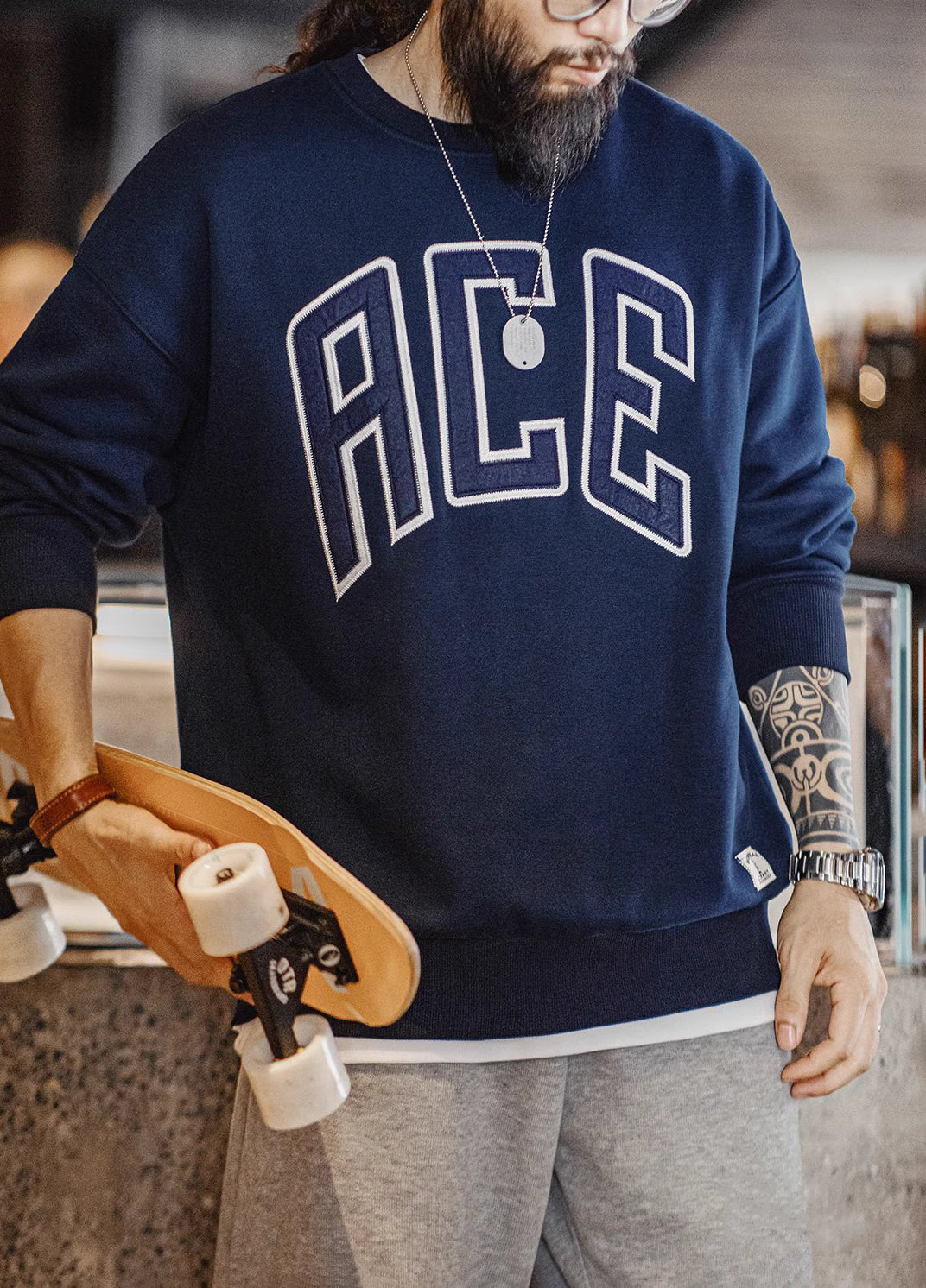 American Letter Embroidered College Thickened Velvet Warm Men's Sweater - Harmony Gallery