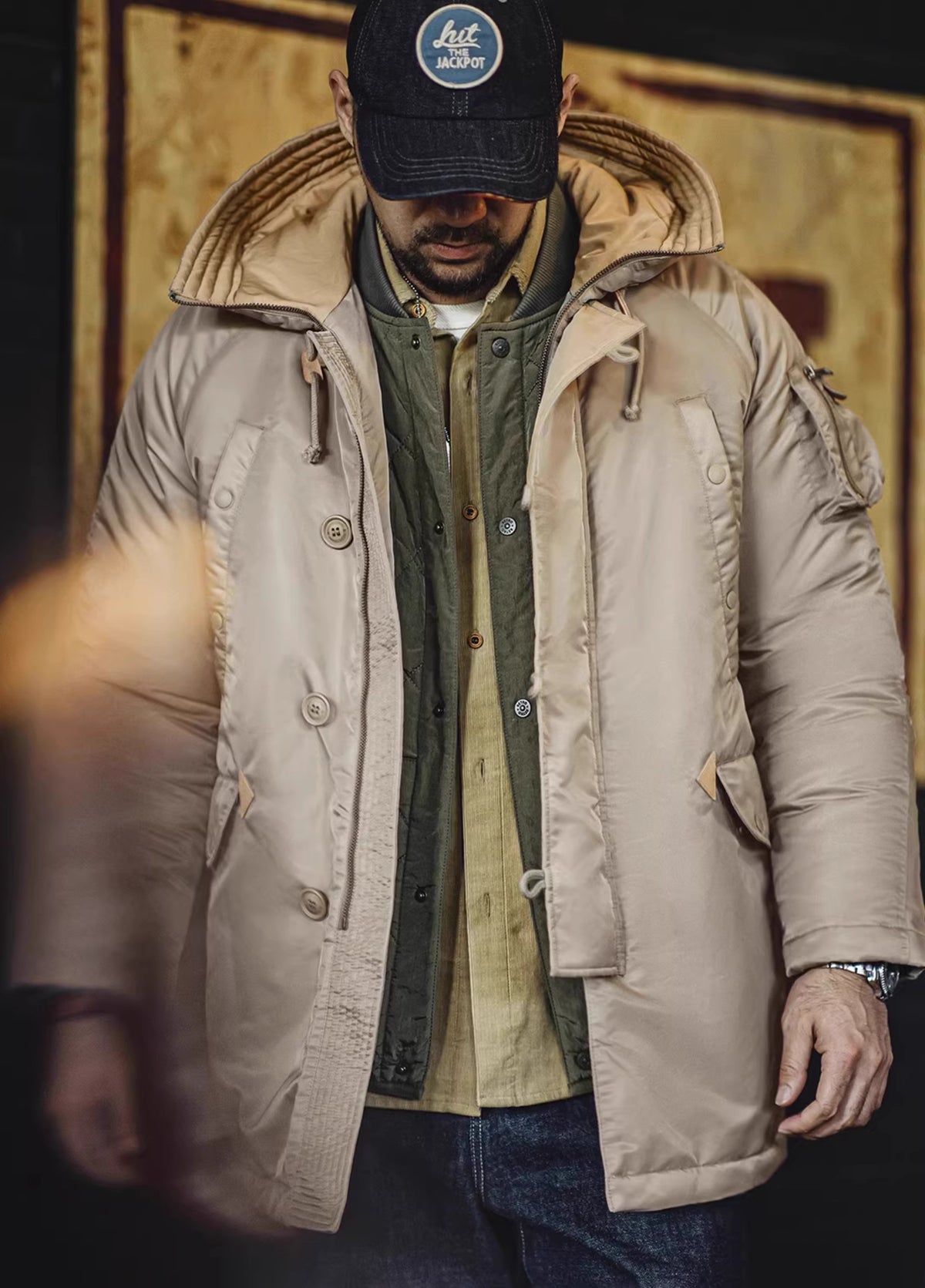 American N3B Pilot Cotton Military Thickened Mid-Length Keep Warm Men's Jacket - Harmony Gallery