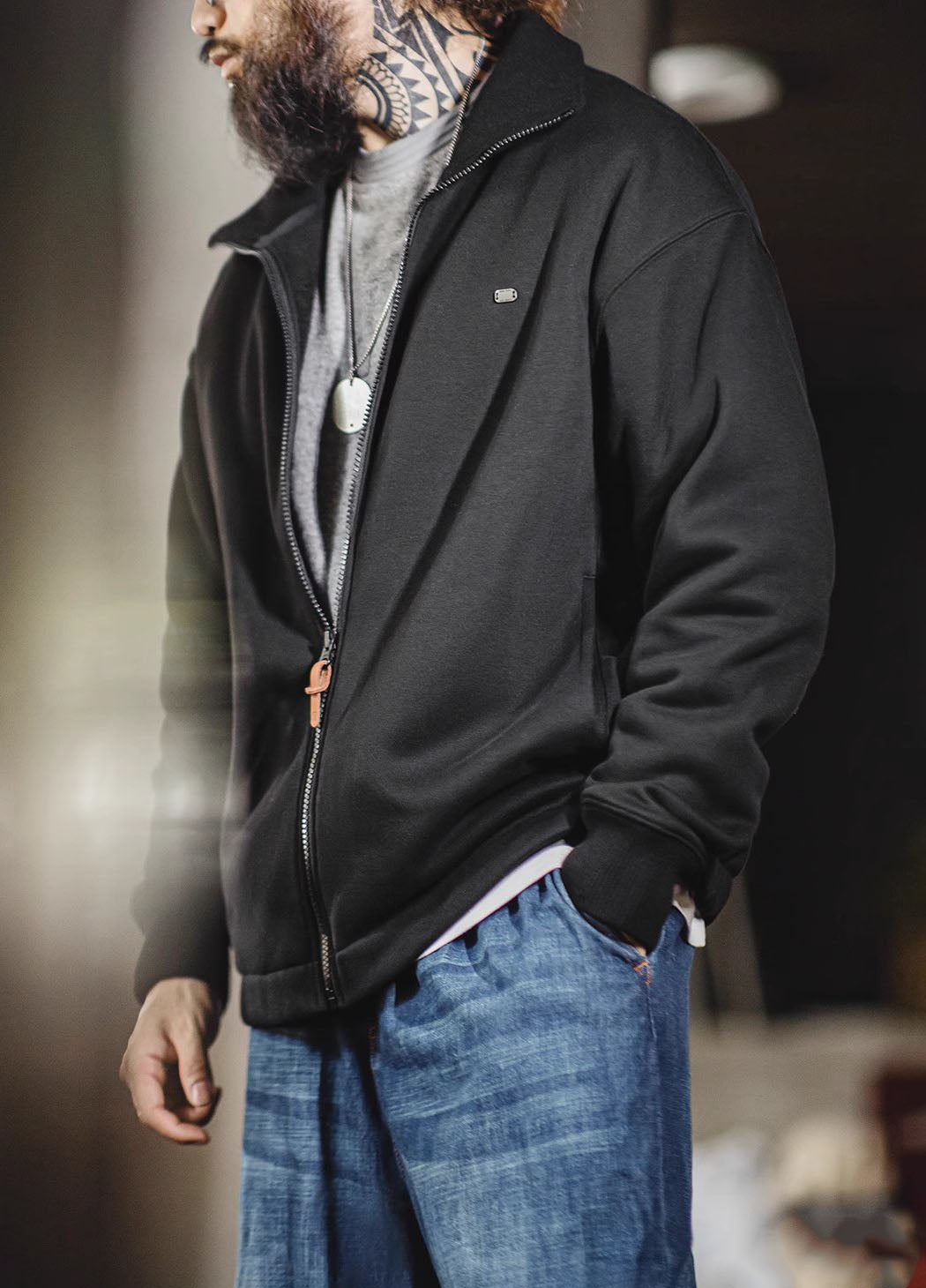 American Casual Cardigan Warm Stand-up Fleece Men's Jacket - Harmony Gallery