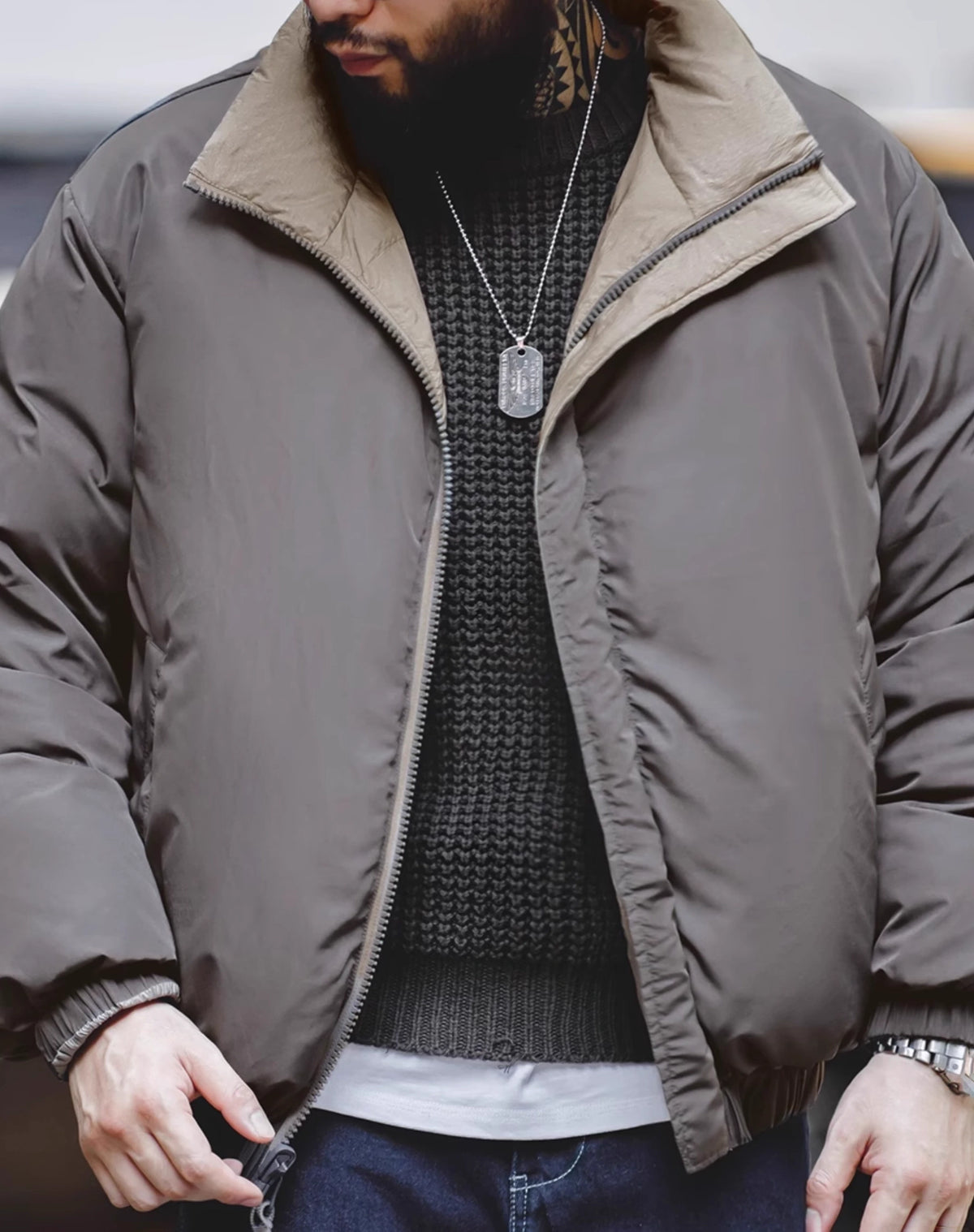 American Double-Sided White Duck Down All-Match Men's Jacket - Harmony Gallery