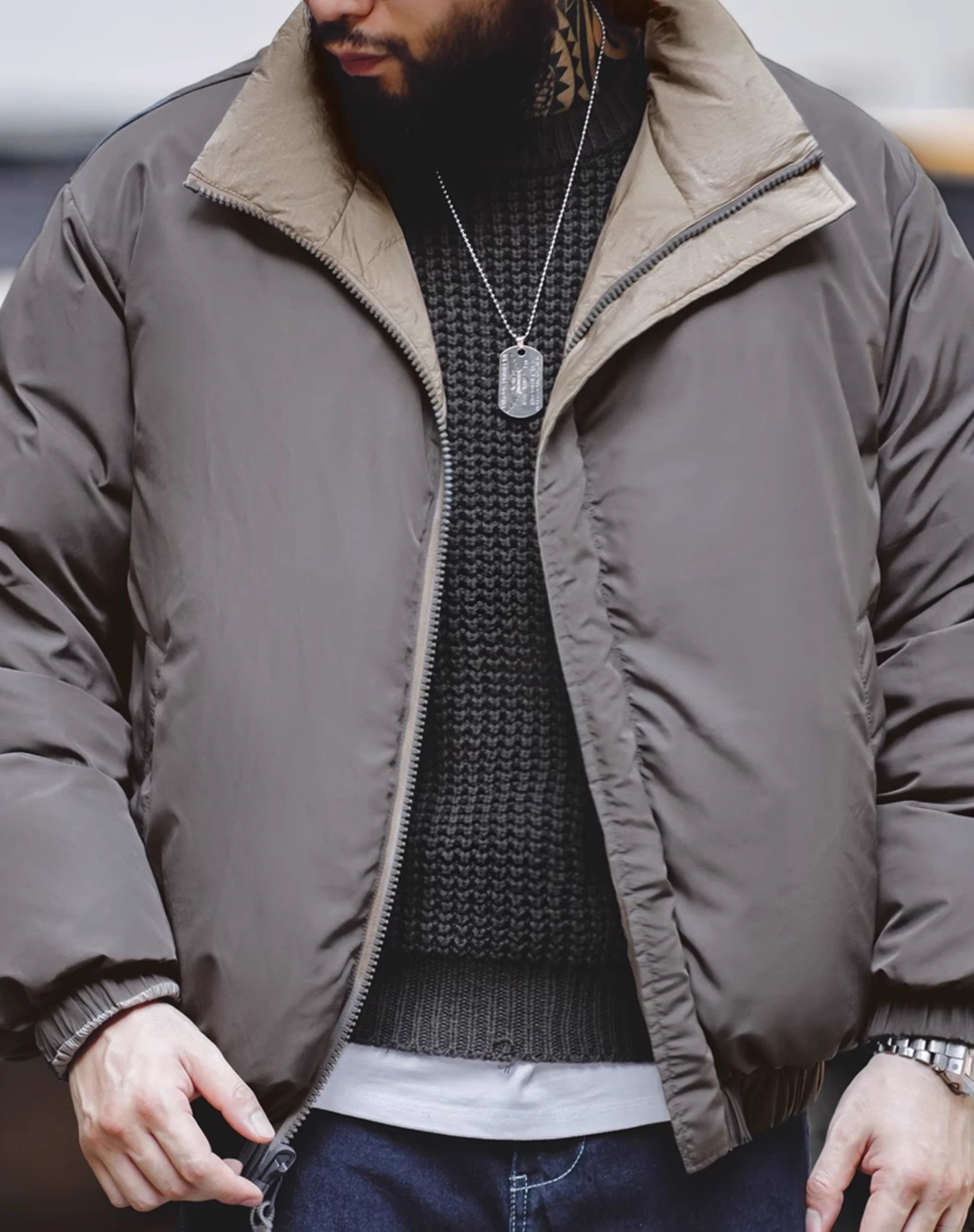 American Double-Sided White Duck Down All-Match Men's Jacket - Harmony Gallery