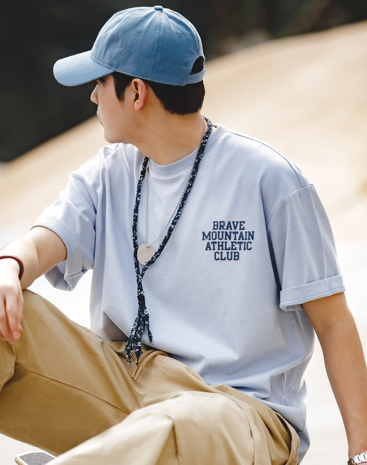 American Casual Macaron Letter Printing Cotton Men's T-Shirt - Harmony Gallery