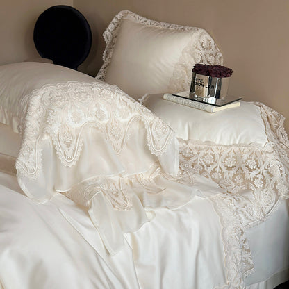 French Princess Romantic Lace Long-Staple Cotton Four-Piece Bed Set - Harmony Gallery