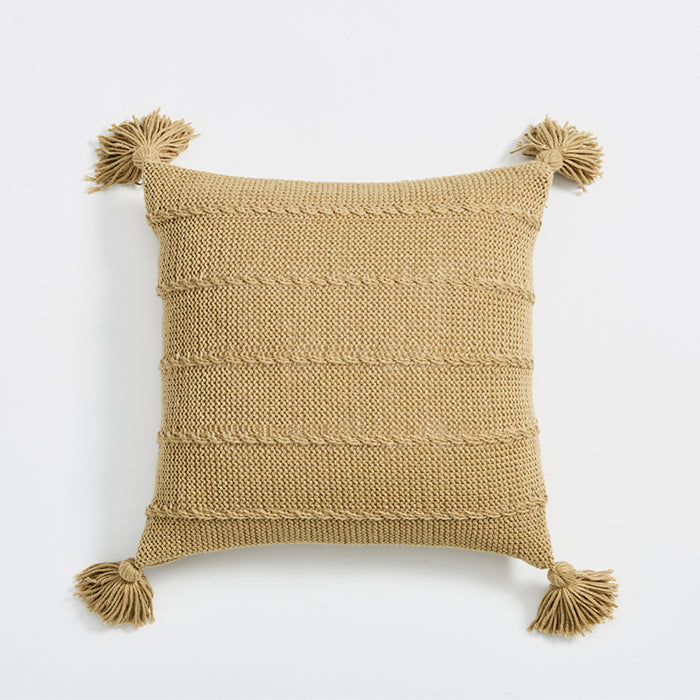 Tasseled Textures Cozy Woolen Knit Throw Pillows - Harmony Gallery