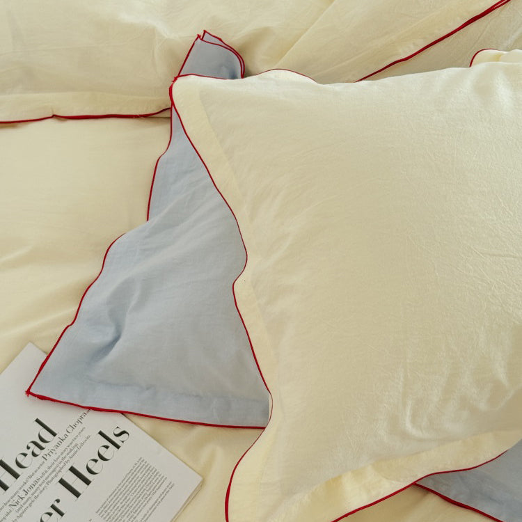 Nordic Solid Color Washed Four-Piece Pure Cotton Suitable For All Seasons Bed Set - Harmony Gallery
