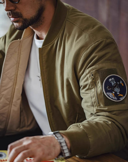 American Retro Reversible MA1 Bomber Cotton Baseball Men's Jacket - Harmony Gallery