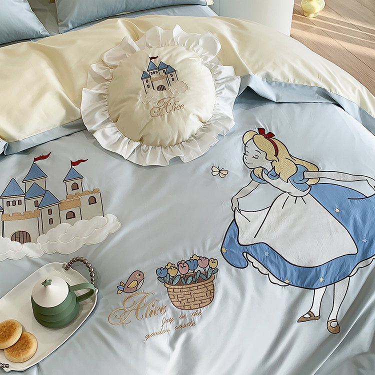 Girls Alice Dream Garden Long-Staple Seven-Piece Pure Cotton Bed Set - Harmony Gallery