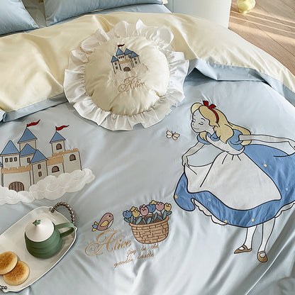 Girls Alice Dream Garden Long-Staple Seven-Piece Pure Cotton Bed Set - Harmony Gallery