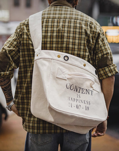 American Retro Motorcycle Large Capacity Canvas Messenger Printed Letter Men's Bag - Harmony Gallery