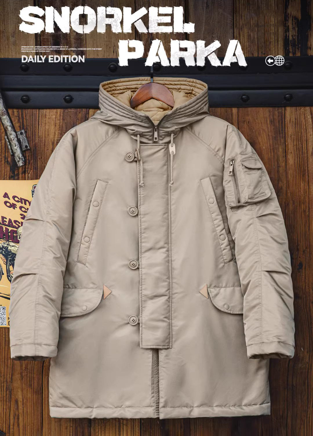 American N3B Pilot Cotton Military Thickened Mid-Length Keep Warm Men's Jacket - Harmony Gallery