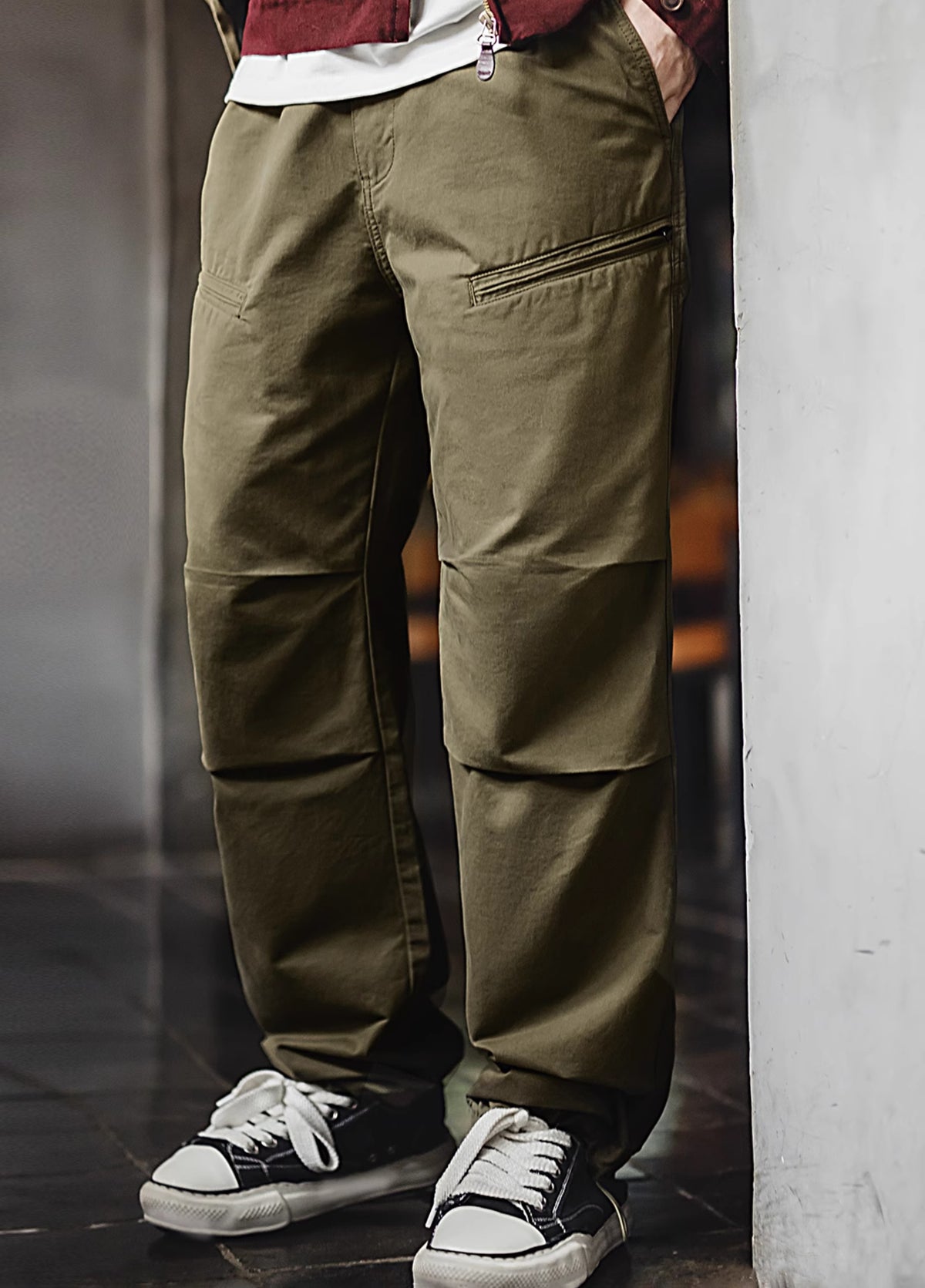 American Retro Double Pleated Parachute Cotton Drawstring Men's Trousers - Harmony Gallery