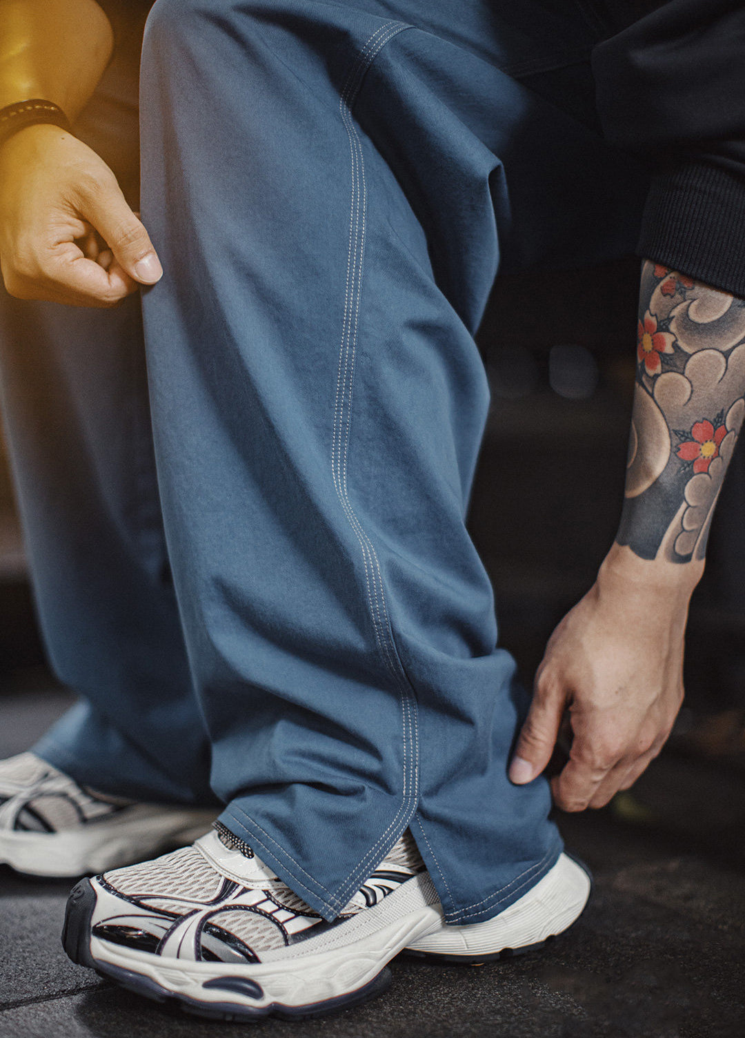 American Color-Blocked Multi-Pocket Work Pants Lightweight Men's Trousers