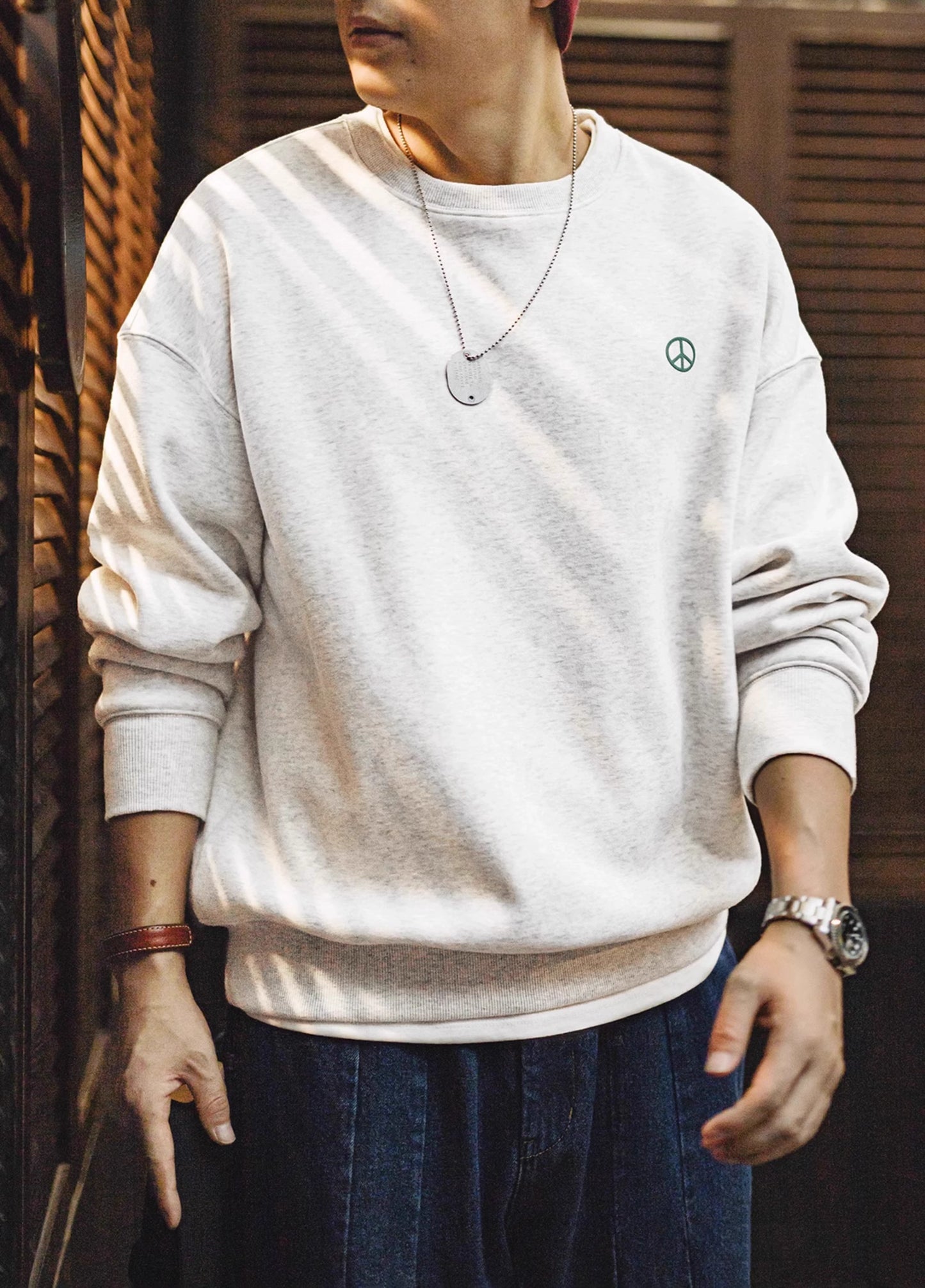 American Plus Velvet Basic Youth Popularity Loose Shoulder Men's Sweater - Harmony Gallery