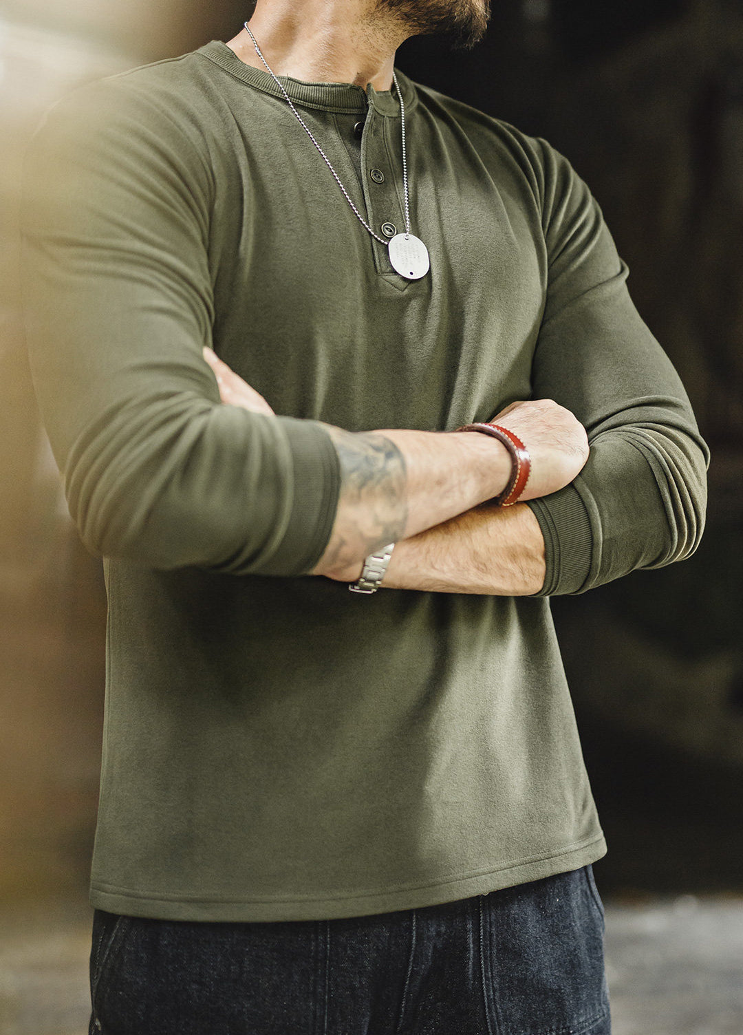 American Henry Collar Fleece-Lined Base Slim Inner Layer Men's Sweater - Harmony Gallery