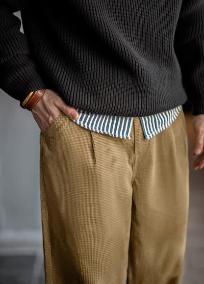 American Retro Corn Corduroy Texture Loose Cotton Straight Men's Trousers - Harmony Gallery