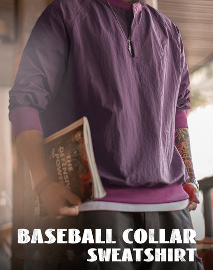 American Retro Baseball Collar Loose Pullover Leisure Men's Sweater - Harmony Gallery