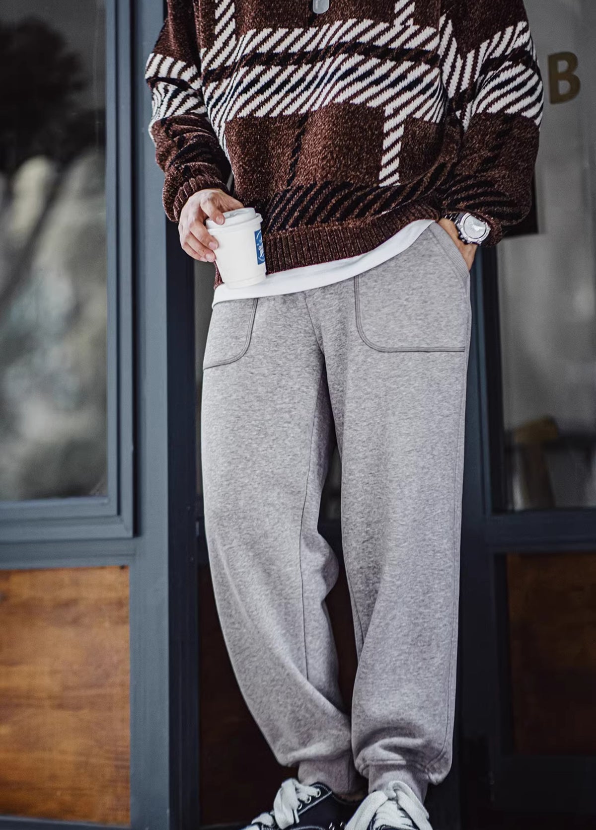 American Retro Plus Velvet Sweatpants Sports Warm Elastic Waist Men's Trousers - Harmony Gallery