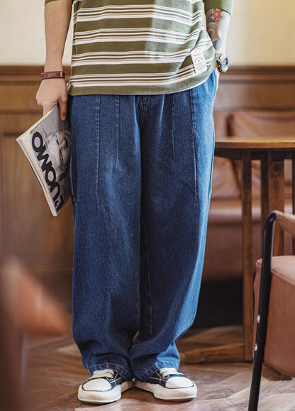 American Retro Heavy Washed Logging Wide-Leg Men's Jeans - Harmony Gallery